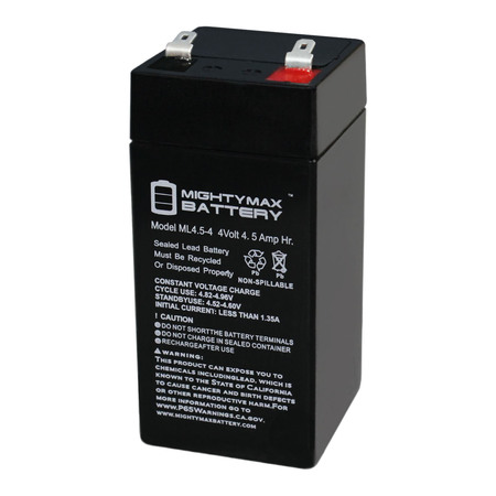 MIGHTY MAX BATTERY 4-Volt 4.5 Ah Rechargeable Sealed Lead Acid Battery ML4.5-4